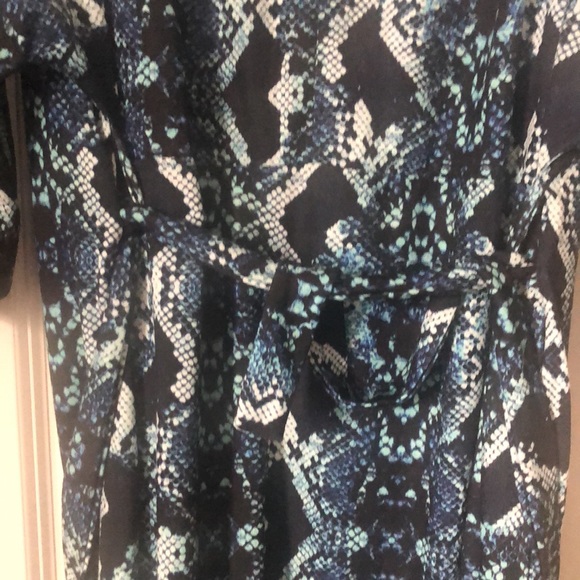 Blue Python Print Wrap Dress - Picture 4 of 5